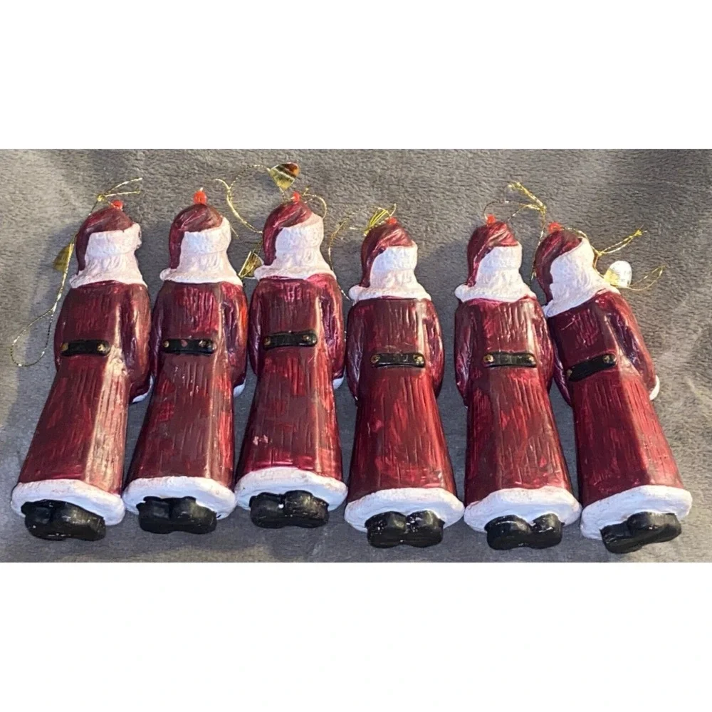 Vintage Lot of 6 Silvestri Hard Plastic Father Christmas Santa Claus Ornaments